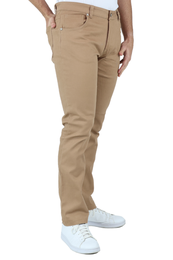 Pantalón De Gabardina Algodón Corte Slim Fit Color Caki Para Caballero